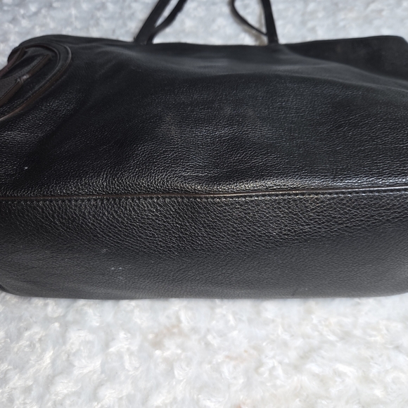 Tory Burch All T Elegant Black Leather Tote Bag - Picture 3 of 6